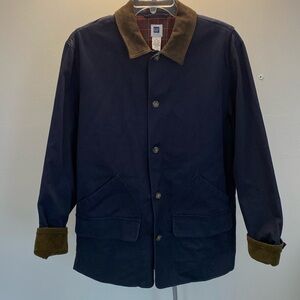 Vintage GAP Barn Jacket in Navy with Brown Suede Collar size M